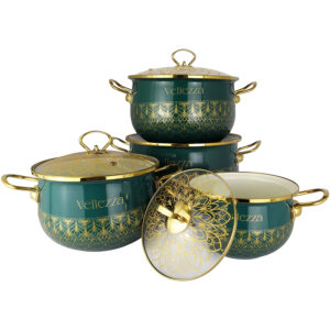 8 PCS set of Enamel Pots-VZ-1004GR