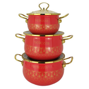 6 PCS set of Enamel Pots -  VZ-1004RD