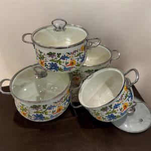 8 PCS set of Enamel Pots-VZ-1005WT